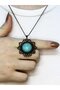 Natural Stone Turquoise Natural Stone Authentic Women's Necklace with 45 cm Chain Euk19F