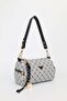 Women's Gray Black Monogram Leather Lock Charm Detailed Hand Shoulder and Crossbody Bag Alice - 3