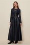 Belted Faux Leather Dress 46062