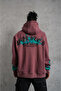    Men's Three Thread Cotton Flame Printed Hooded Sweatshirt - Dusty Rose - 2