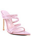 Women Croc Strappy High Heel Sandals in Pink