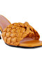 Women Yellow Woven Strap Mid Heel Sandals - 4