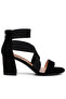 Women Black Recycled Micro Suede Block Sandals - 2