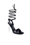 Women Black Clear Stiletto Lace Up Sandal