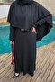 فستان بحزام على شكل عظم السمكة باللون الأسود - 3