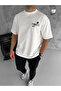 Unisex Crew Neck Printed Oversize T-Shirt - White