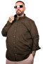 Mode XL Large Size Men's Gabardine Shirt with Pockets 25604 Khaki - 5