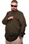 Mode XL Large Size Men's Gabardine Shirt with Pockets 25604 Khaki - 2