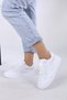 Zuri White Matte Leather Lace-Up Women's Sneakers - 3