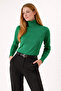 Women's Green Turtleneck Knit Sweater - Dk0001 - 3