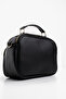 Handbag and Crossbody Shoulder Bag with 3 Compartments, Lined Leather Strap, Women's Black Bag - 6