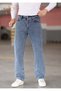 Men's Jeans Baggy High Waist Zippered Lycra Blue Snow Wash - 2