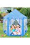 Foldable Kids Play Tent Blue Polka Dot Castle Canopy - 3
