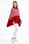 Women's Slit Red Poncho Sweater Cp0001 - 3