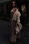 Mink Plaid Patterned Pocketed Belted Long Women's Skirt Mg2636 - 4