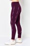 Women Sportswear Fit Pull On Training Leggings, Burgundy - 4