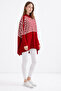 Women's Slit Red Poncho Sweater Cp0001 - 2