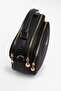 Handbag and Crossbody Shoulder Bag with 3 Compartments, Lined Leather Strap, Women's Black Bag - 3