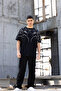 Unisex Circular Neck Printed Oversize T-Shirt - Black - 3