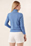 Women's Blue Turtleneck Knit Sweater -Dk0001 - 4
