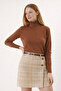 Women's Tan Turtleneck Knit Sweater - Dk0001
