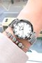 Oval Case Cutout Glass Waterproof Women Wristwatch Gumus Color Steel Cord Gift Bracelet Dkby2034C8