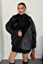 Women's Suede Leather Plush Lined Oversized Model Coat Jacket - 2