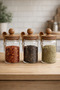 Acacia Spoon Seal Lid Jar Spice Container Kw-735 - 2