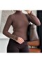 Turtleneck Sleeve Gold Snap Detail Body - 2