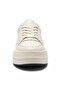 Women's Khaki Leather High Sole Sneaker Shoes White - 6