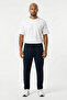 Men's Carlo Two Thread Lycra Regular Waist Relaxed Fit Stretch Trousers Dark Blue