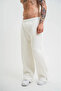 Unisex Pipe Leg Baggy Sweatpants - White - 4