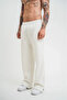 Unisex Pipe Leg Baggy Sweatpants - White