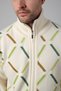 Ecru Zipperless Green Stripe Detailed 100% Lamb Wool Men's Knitwear Cardigan - 5
