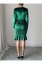 Women's Ruched Detail Velvet Dress - 4