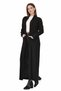 Women's Black Corded Fabric Long Cardigan - Fh0001 - 2
