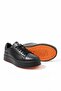 Women's Khaki Leather High Sole Sneaker Shoes Black - 3