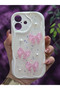 iPhone 16 Compatible Pink Bow & Pearl Detailed Glittery Epoxy Phone Case