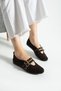 Women's Genuine Leather Suede Buckle Ballerina Casual Shoes Ts1196 - 2