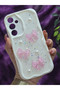 Samsung Galaxy A55 Compatible Pink Bow & Pearl Detailed Glitter Epoxy Phone Case - 3