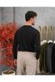 Men's Black Buttoned Crew Neck Regular Fit Plain Knit Sweater - 5