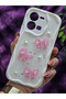 Vivo Y35 4g Compatible Pink Bow & Pearl Detailed Glittery Epoxy Phone Case - 3