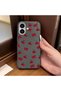 iPhone 16 Compatible Phone Case Leather Texture Anti Fall Soft Silicone Cherry