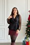 Double-Breasted Collar Sleeves Tulle Detailed Stone Blouse - 5