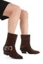 Shoes Removable Buckle Detail Women's Stylish Comfortable Pointed Toe Chunky Heel Brown Cowboy Boots - 2