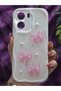 Vivo Y16 Compatible Pink Bow & Pearl Detailed Glittery Epoxy Phone Case