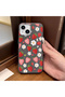 iPhone 14 Plus/15 Plus Compatible Phone Case Leather Texture Anti Fall Soft Silicone Strawberry