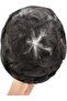 Men's Real Human Hair Toupee, Fine Mono NPU System, Natural Black Hairpiece - 5