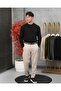 Men's Black Hair Knit Textured Crew Neck Regular Knitwear Sweater