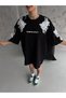 Women's Short Sleeve Summer T-Shirt Crew Neck Printed Oversize T-Shirt - Black